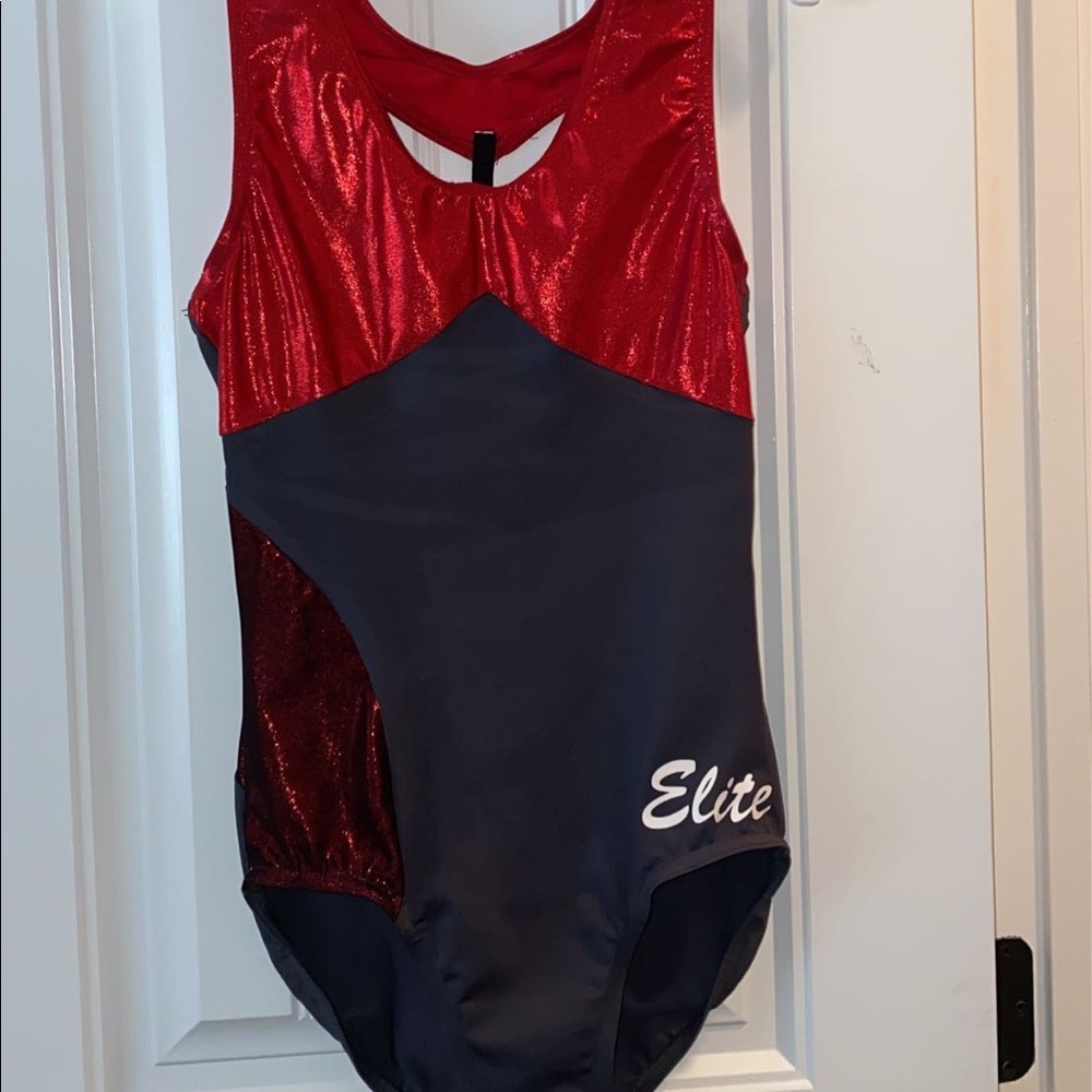 Metallic red and dark grey competition leotard!